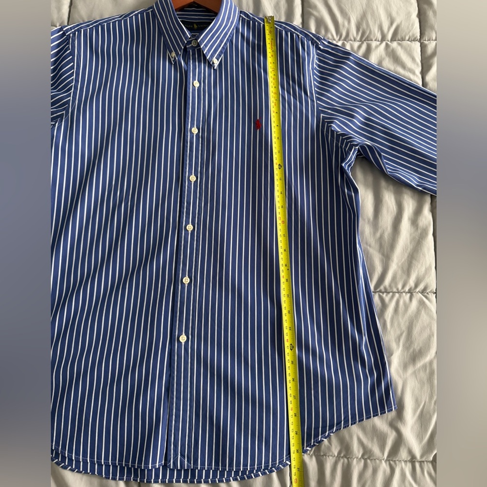Polo Ralph Lauren Blue White Stripe Button Down Shirt XL Classic Fit Red Pony - Picture 11 of 16